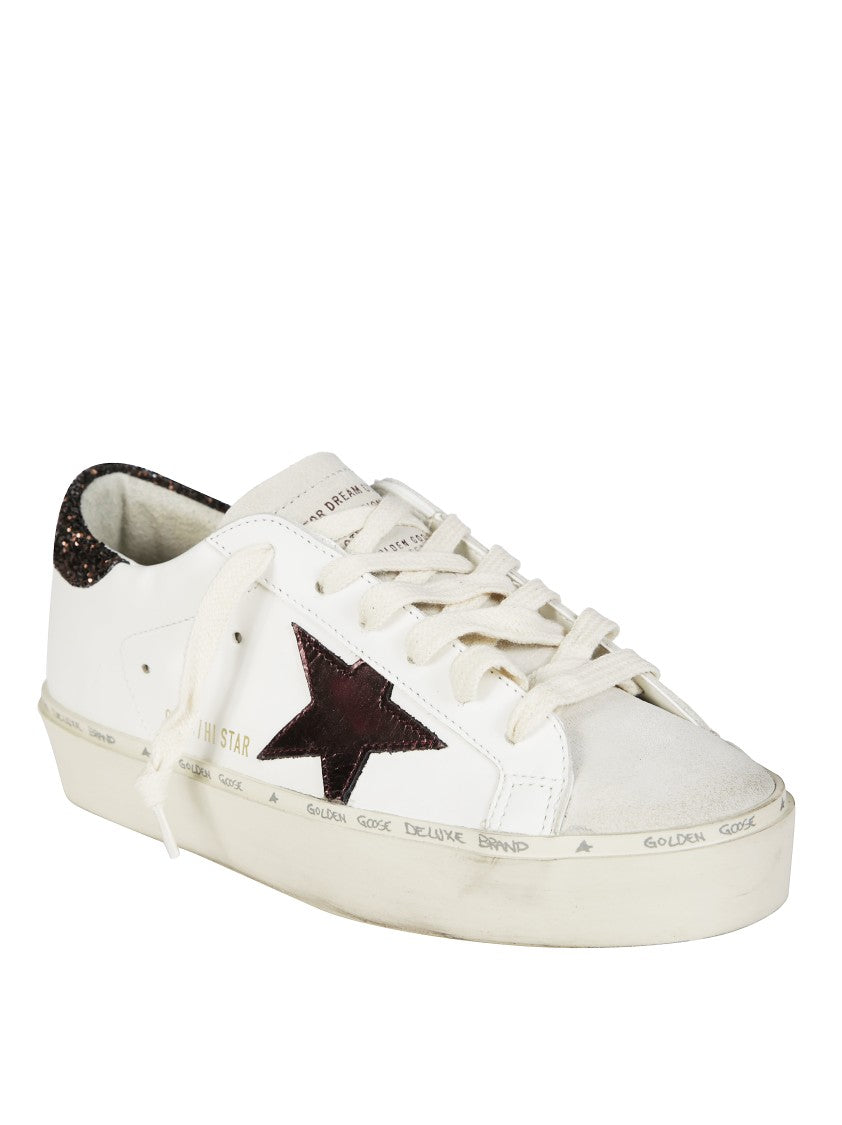Golden Goose White High-Top Leather Sneakers With Platform Sole