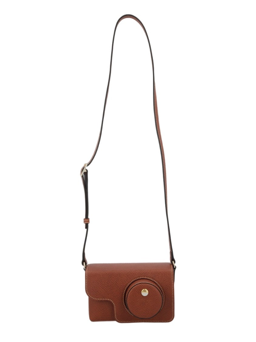 Longchamp Compact Rectangular Leather Shoulder Bag With Adjustable Strap