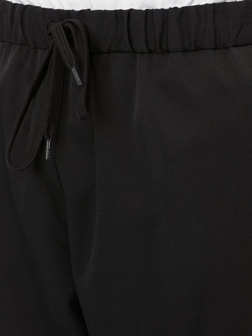 Mm6 By Maison Margiela Mid-Rise Black Trousers With Pleat Detailing And Tailored Cut