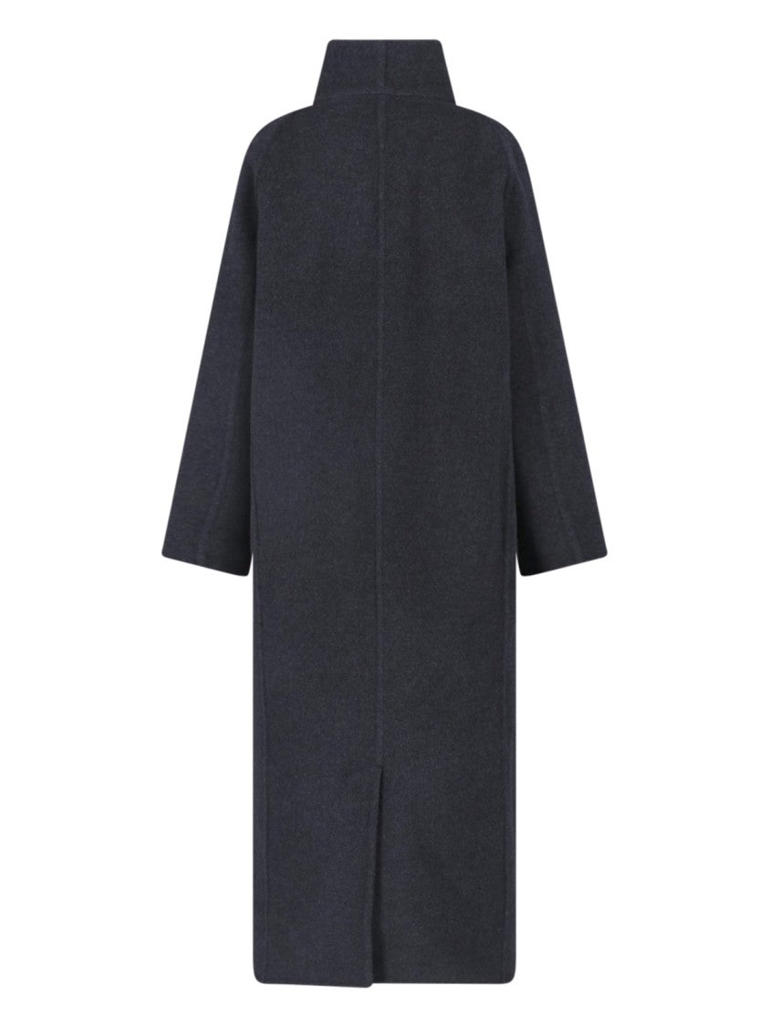 Khaite Romare Grey Wide Lapel Belted Wool Coat