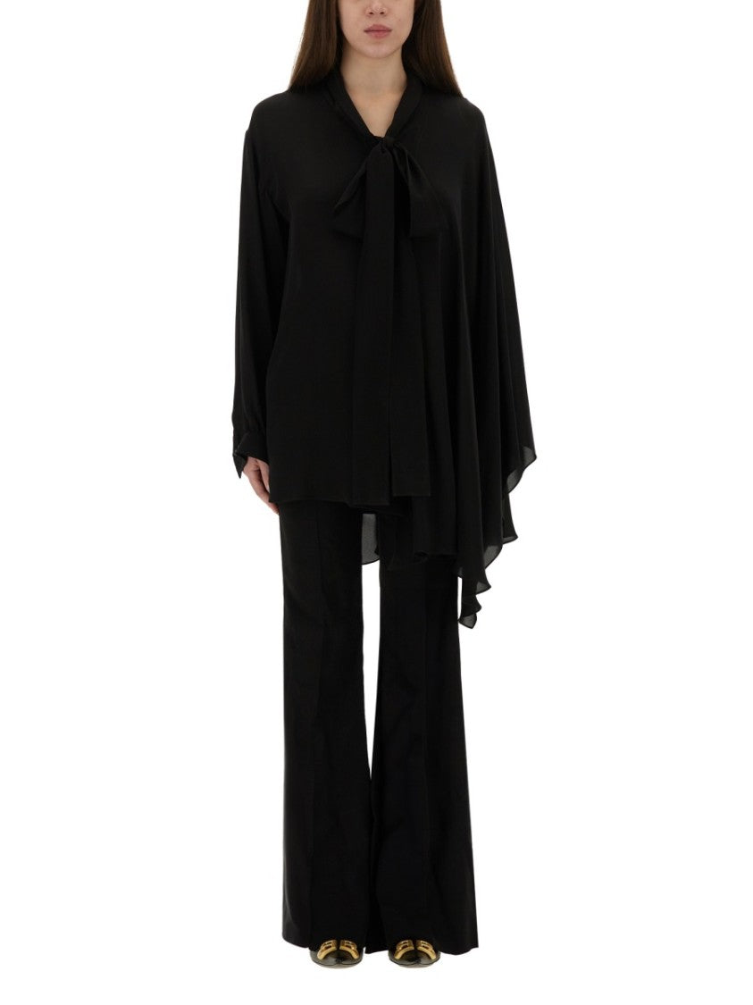 Balenciaga Asymmetrical Scarf Loose Silk Blouse
