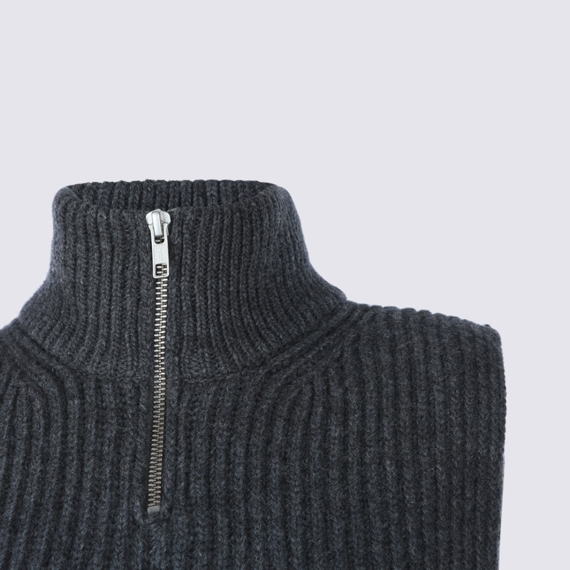 Mm6 By Maison Margiela Sleeveless Knitted Top With High Ribbed Collar And Zipper