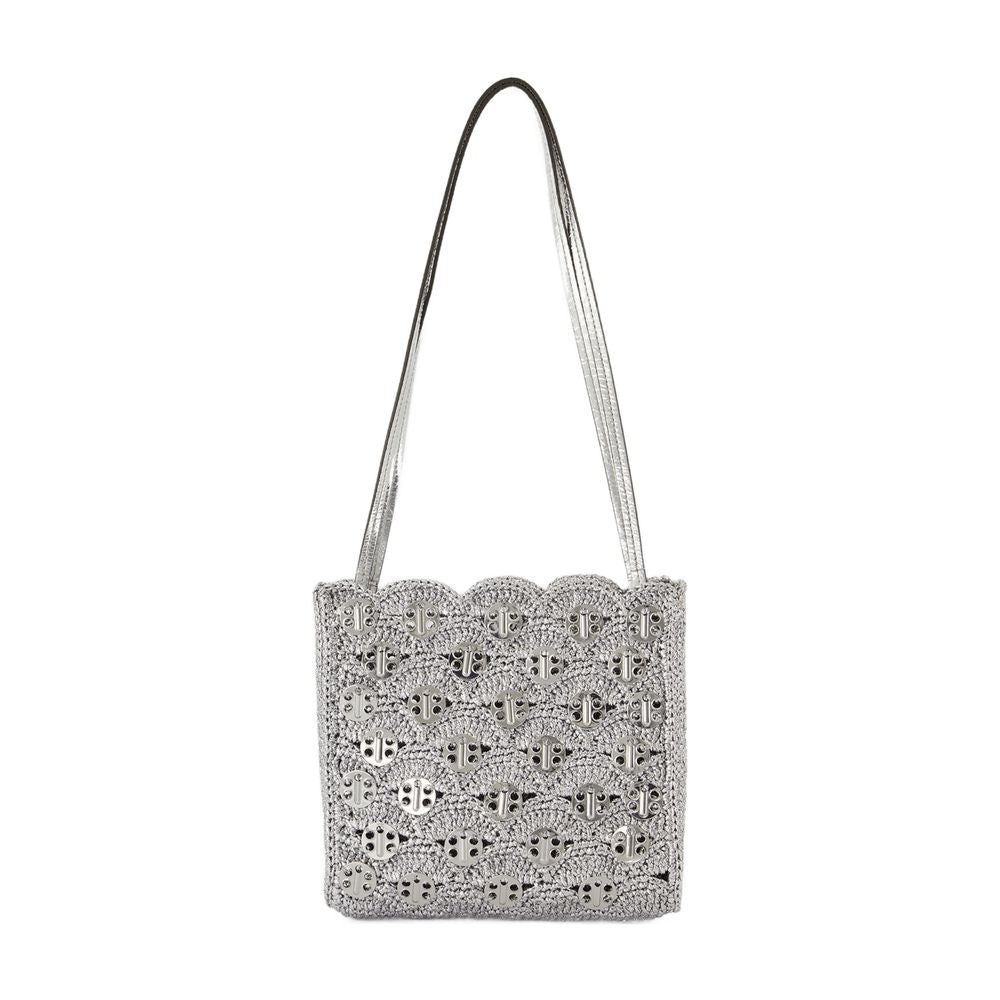 Rabanne Woven Silver Raphia Shoulder Bag