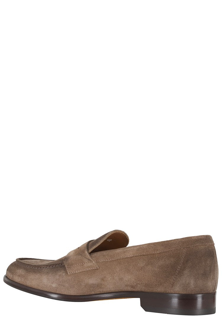 Doucal's Brown Penny Rubber-Sole Suede Loafers