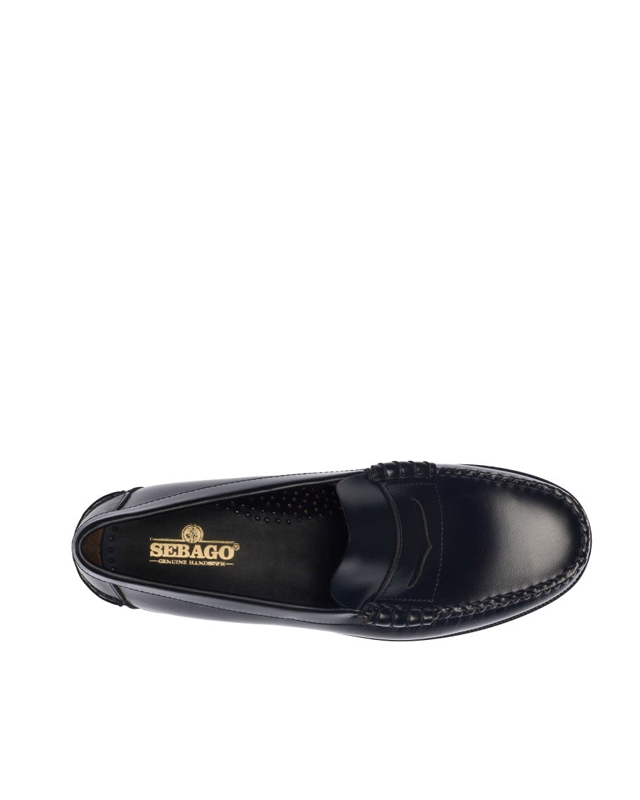 Sebago Classic Dan Hand-Stitched Black Leather Moccasins