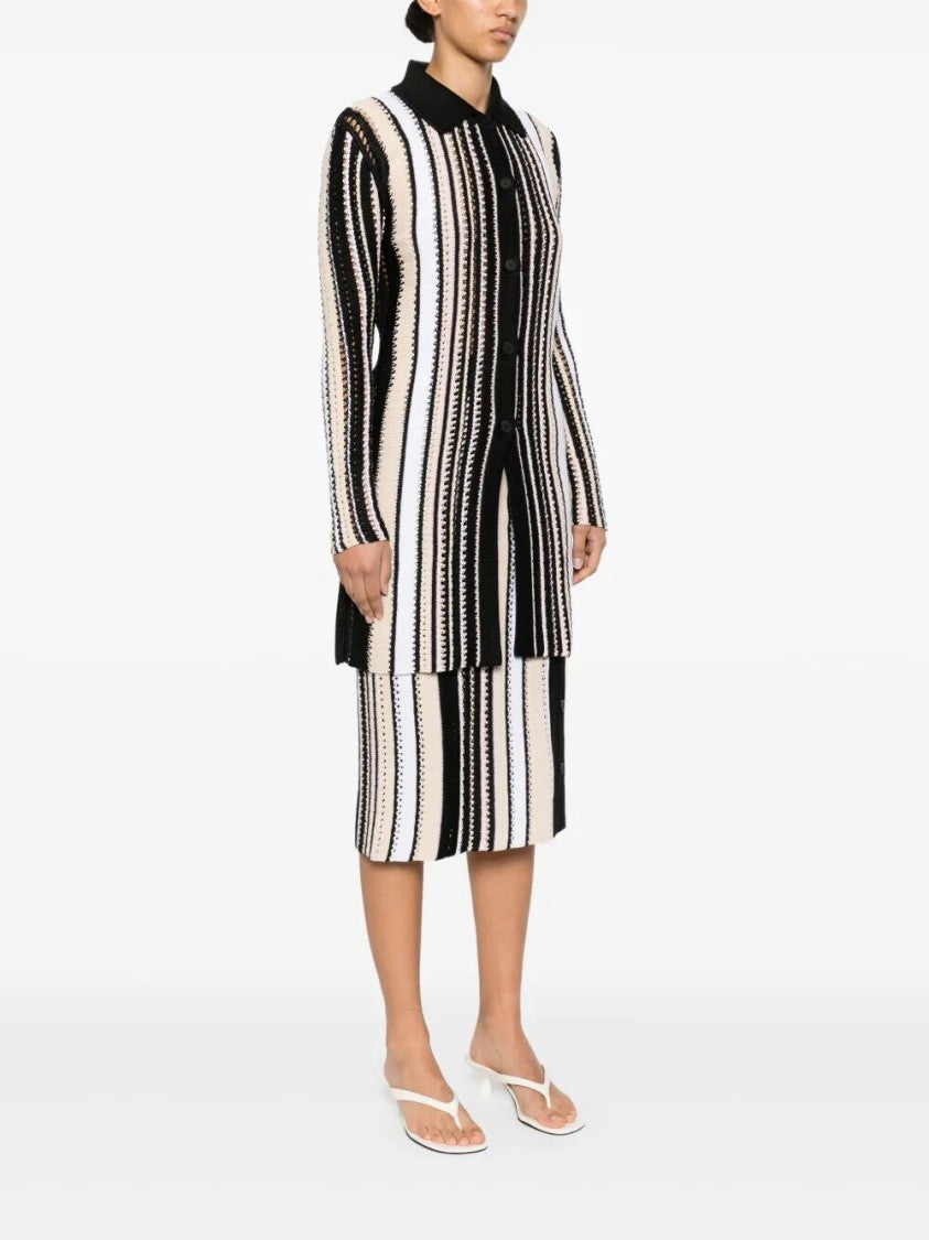 Missoni Mid-Thigh Striped Coat With Textured Finish