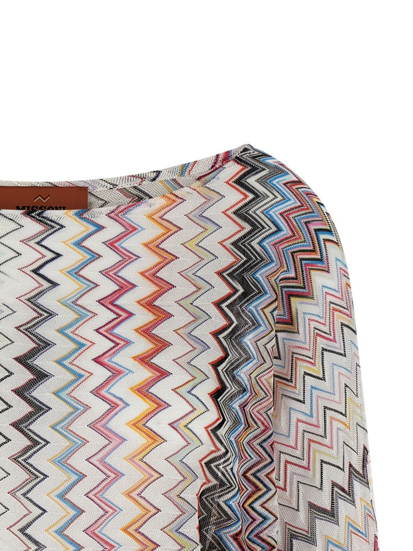 Missoni Zigzag Pattern Knit Top With Round Neckline