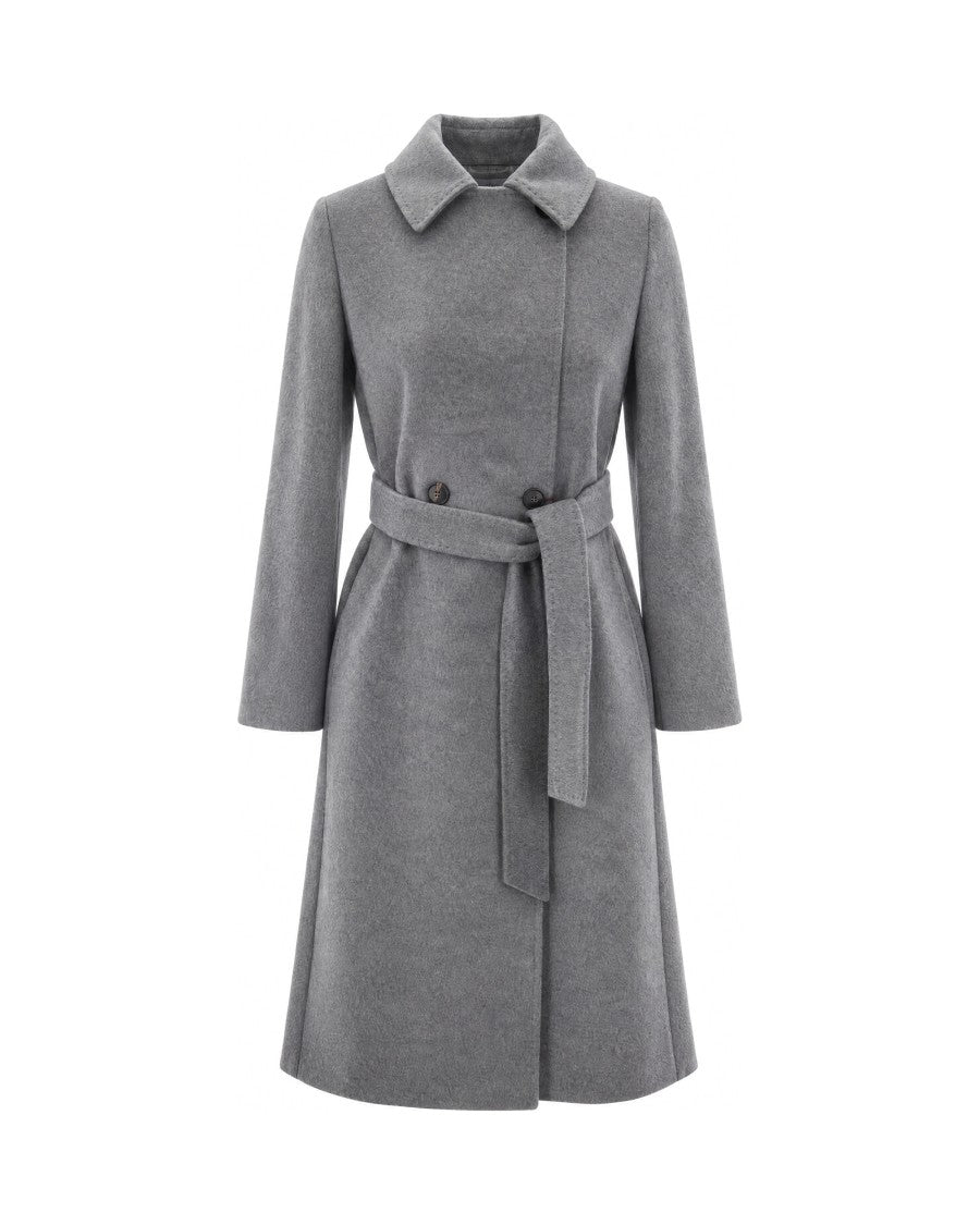 Max Mara Grigio Medio Melange Bcollag Double-Collar Wool Coat