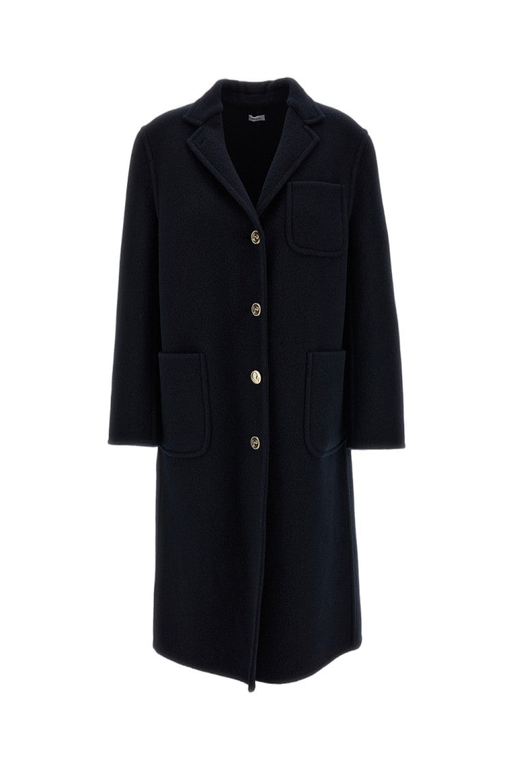 Thom Browne Blue Bell Sleeve Boiled Wool Overcoat