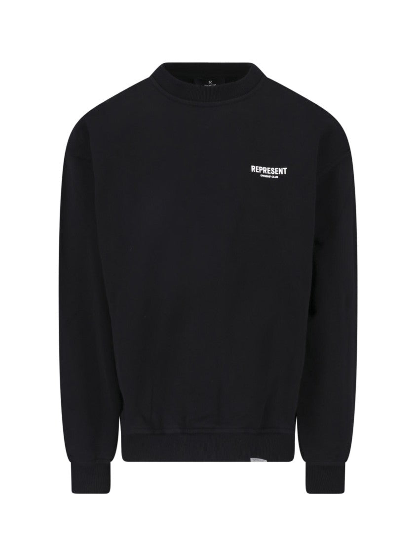 Represent Black Cotton Logo Printed Sweatshirt