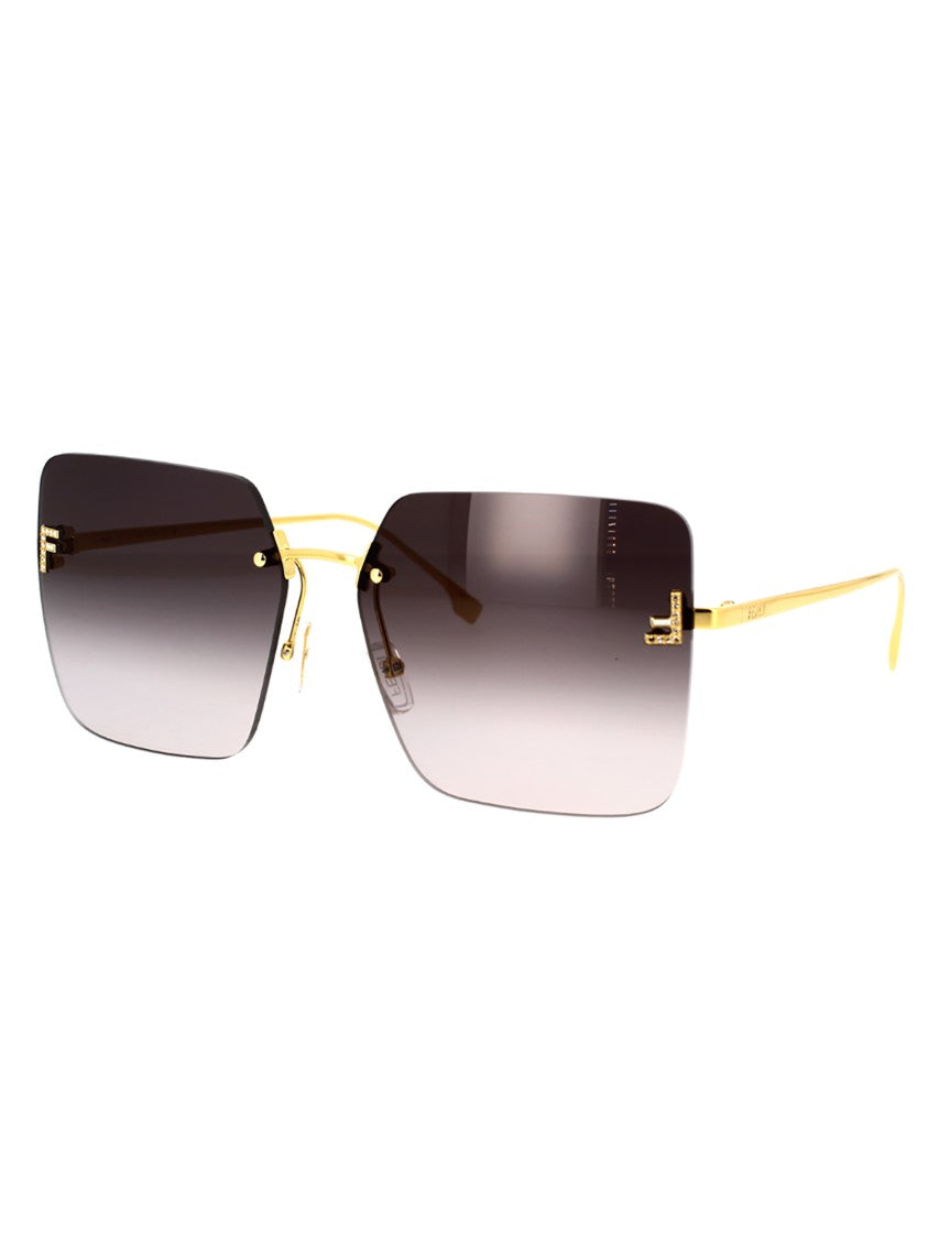 Fendi Bold Square Frame Sunglasses With Metallic Finish