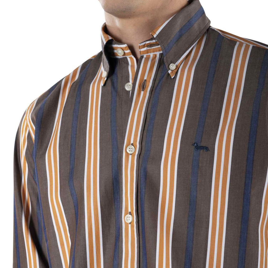 Harmont & Blaine Vertical Striped Casual Shirt With Button-Down Collar
