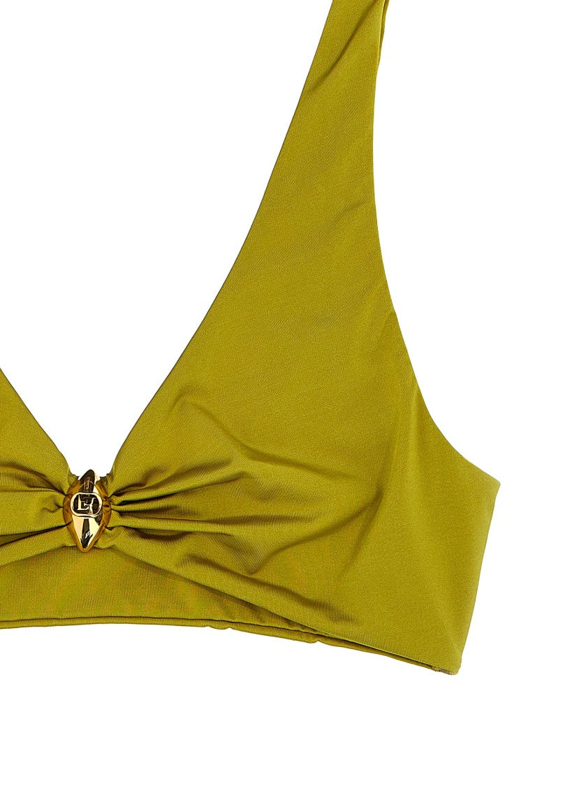 Elisabetta Franchi Two-Tone Lycra Bikini With Glossy Top