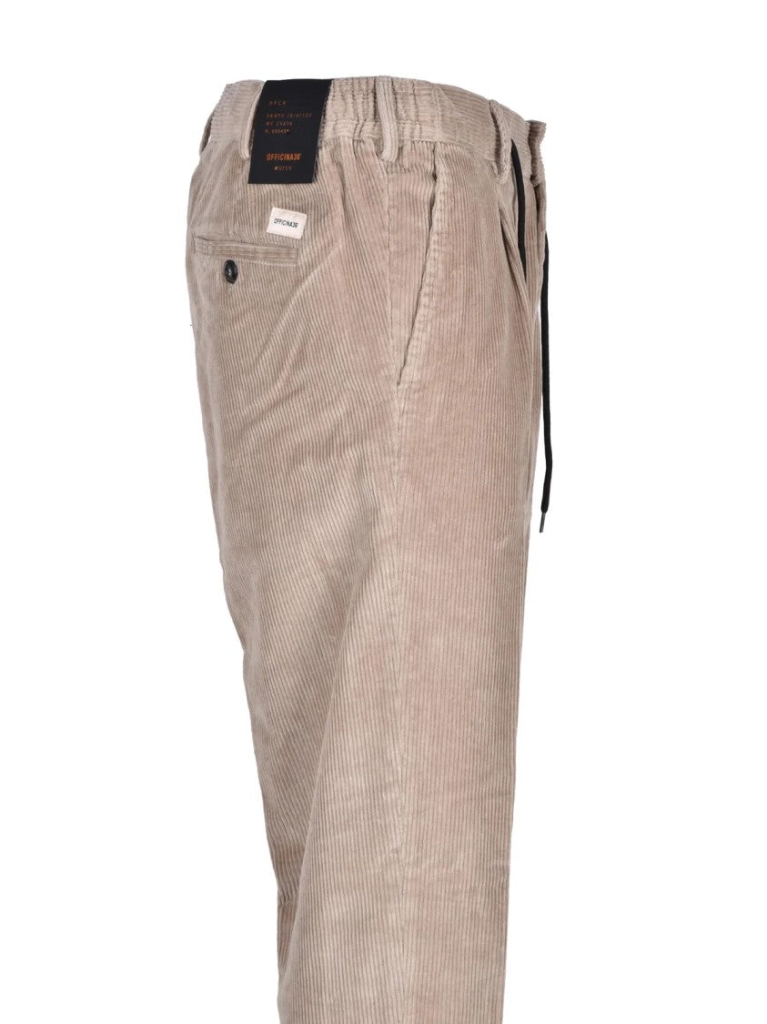 Officina 36 Beige Stretch Cotton-Blend Chino Pants