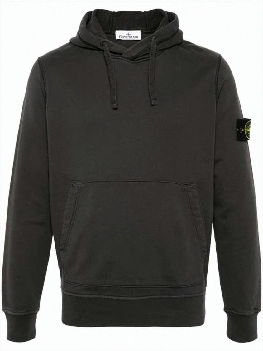 Stone Island Classic Black Hoodie With Kangaroo Pocket