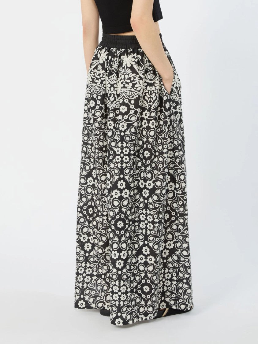 Max Mara Wide-Leg Trouser With Elastic Waistband And Floral Print
