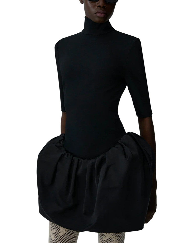 Magda Butrym Sculpted Bubble Skirt Mini Dress With Turtleneck