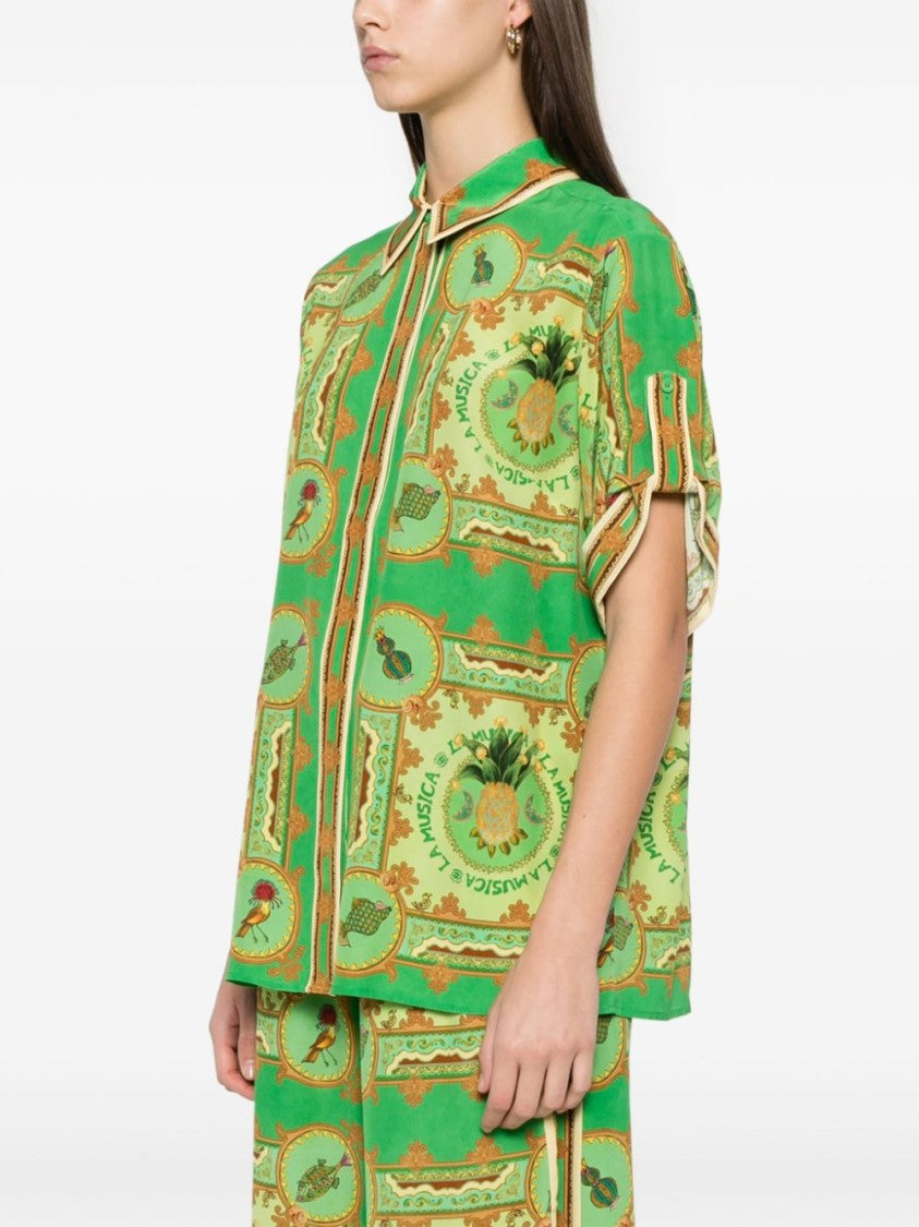 Alemais Grass Green Silk Shirt