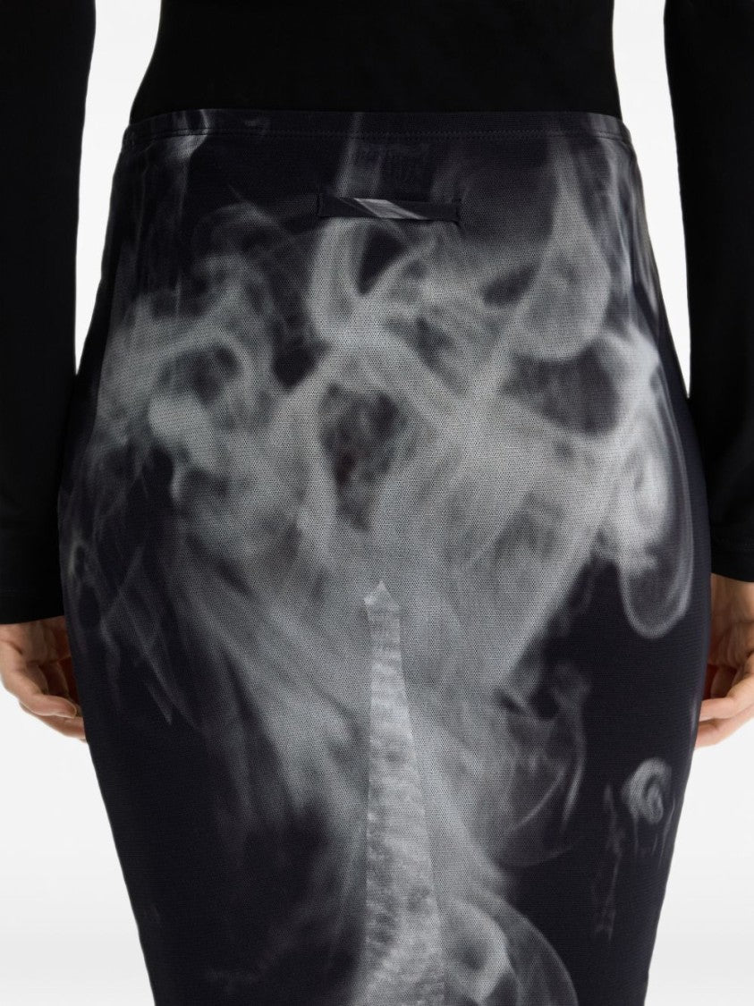 Jean Paul Gaultier High-Waisted Photographic Print Fitted Midi Skirt
