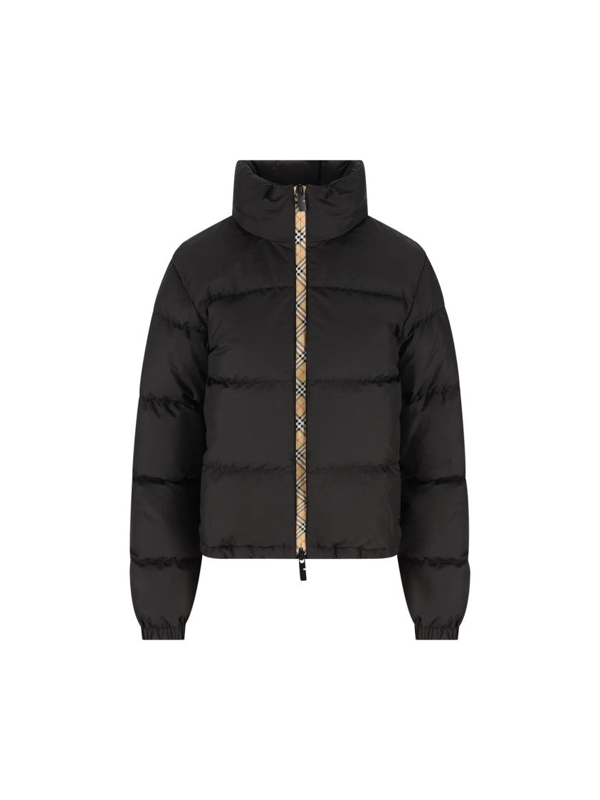 Burberry Cropped Black Puffer Jacket With High Collar
