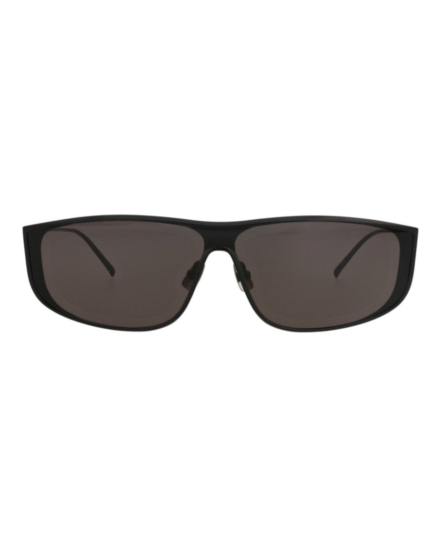 Saint Laurent Shield-Frame Black Metal Sunglasses