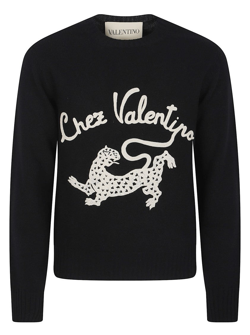 Valentino Garavani Wool Sweater With Cv Panther Detail