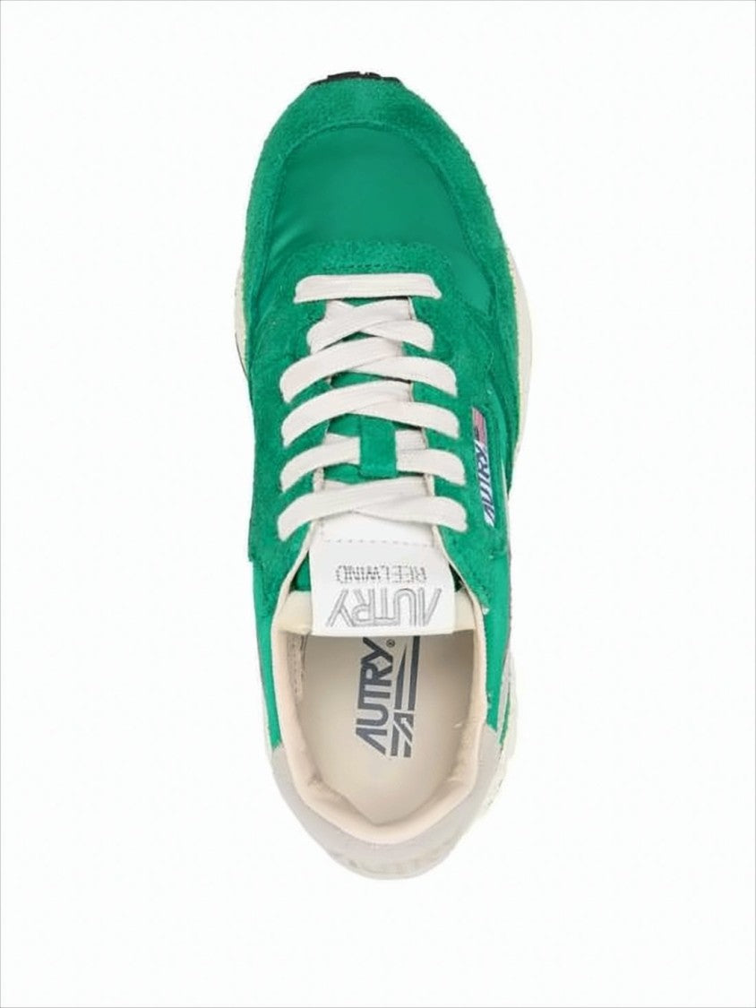 Autry Vibrant Green Suede And Nylon Low-Top Sneakers