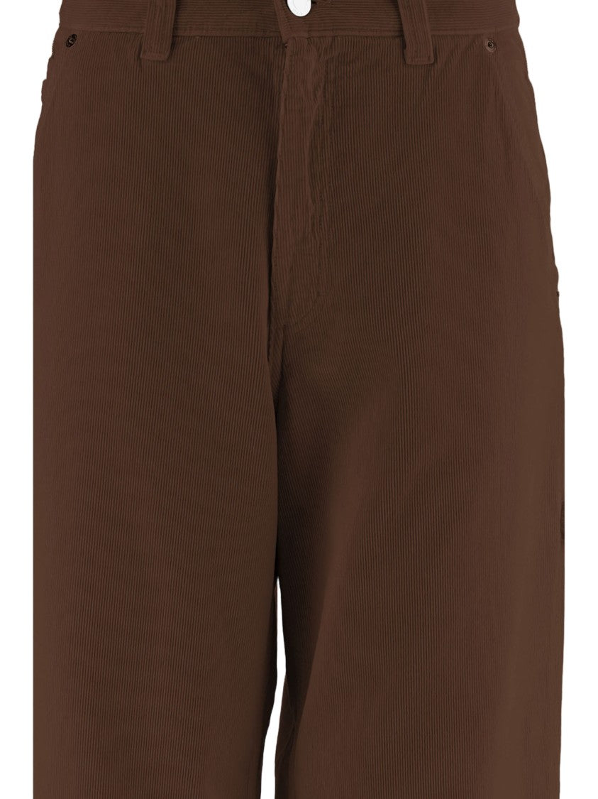 Haikure Ribbed Cotton Velvet Pants With Multi-Pocket Design
