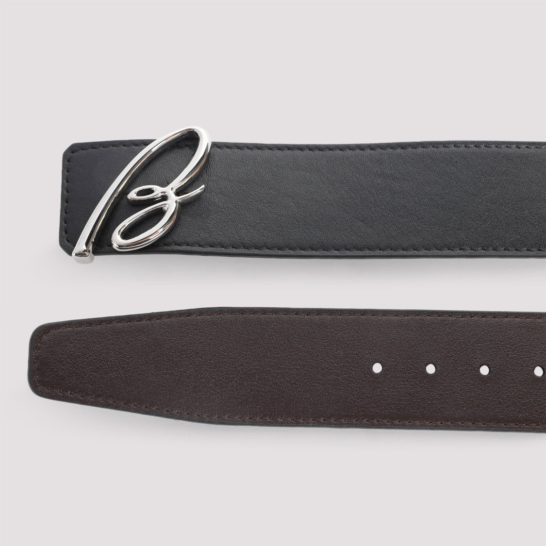 Brioni Dual-Tone Leather Belt With Signature B Buckle