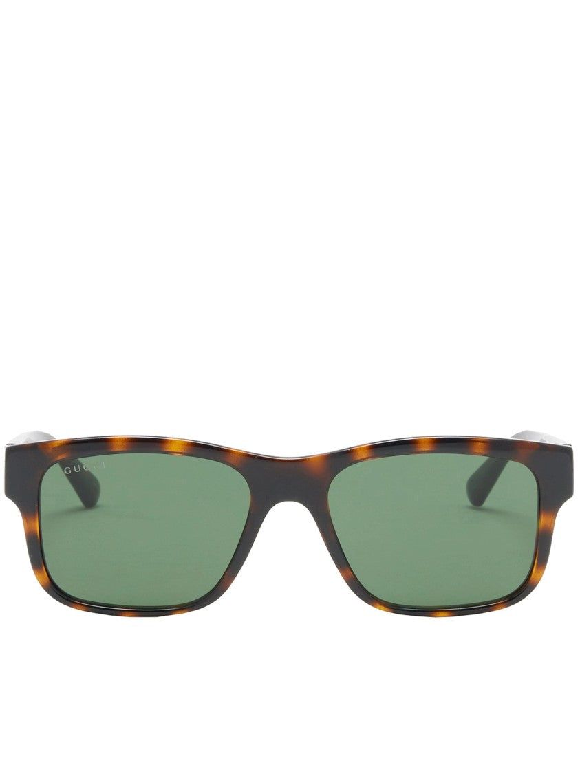 Gucci Brown Rectangular Tortoiseshell Amber Sunglasses