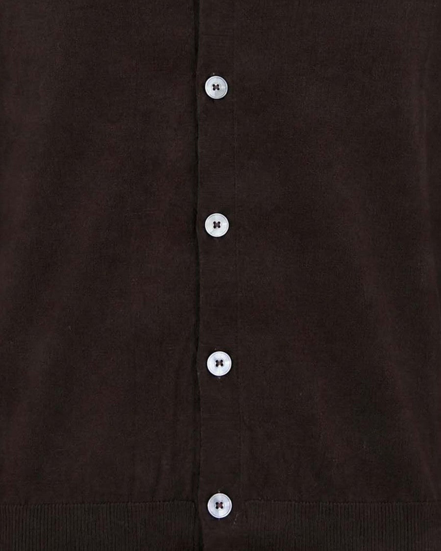 Ballantyne Brown V-Neck Buttoned Wool Cardigan
