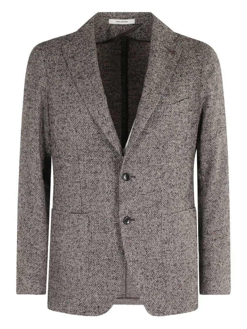 Tagliatore Tailored Brown Jacket With Textured Tweed Finish