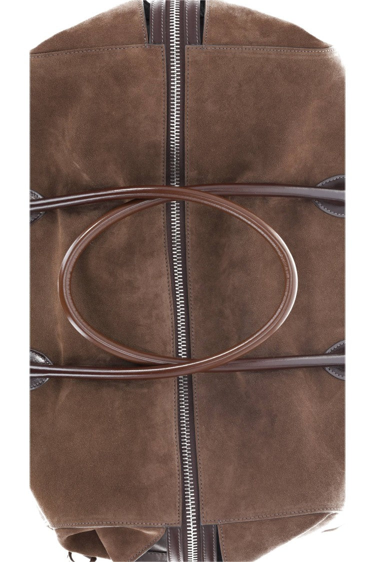 Santoni Suede Leather Handcrafted Weekender Bag