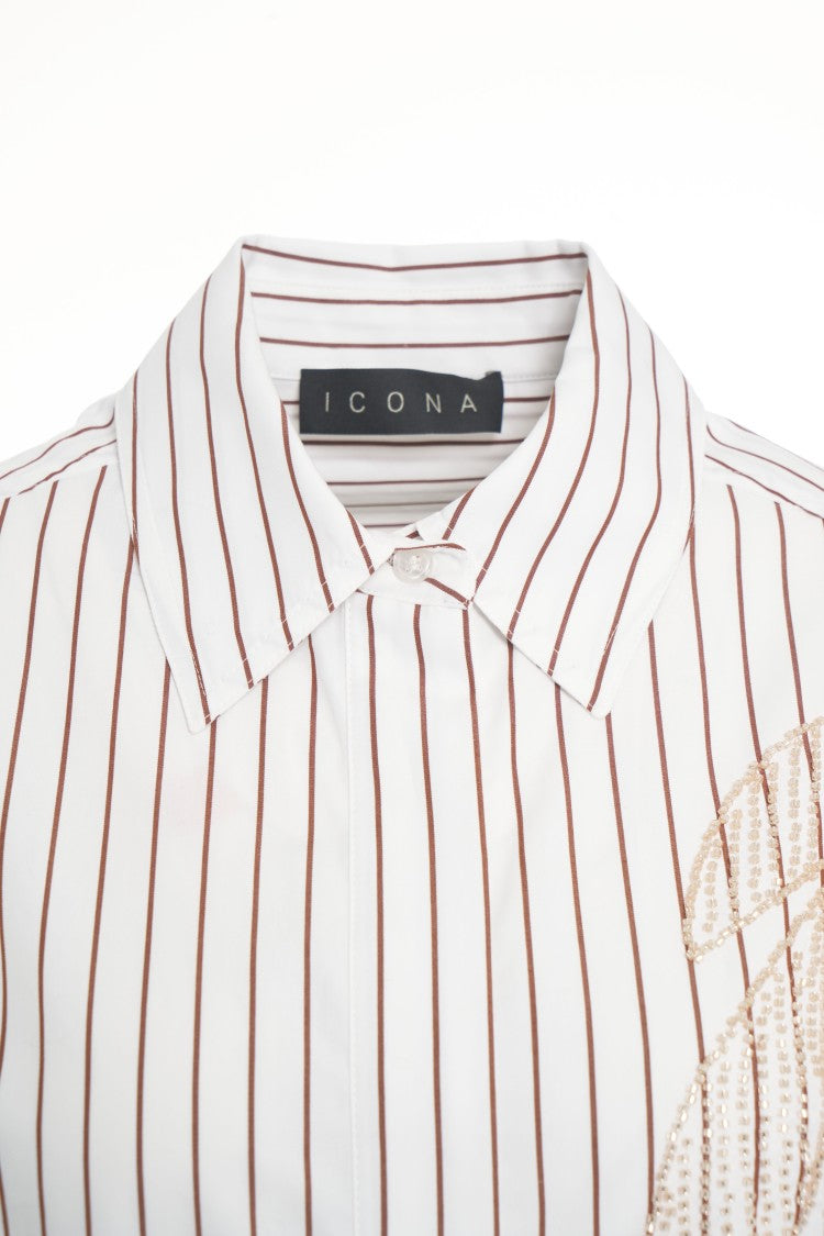 Kaos Embroidered White Shirt With Classic Collar And Buttoned Cuffs