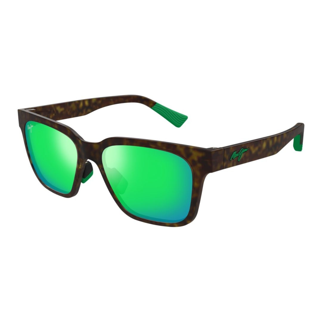 Maui Jim Punikai Rectangular Tortoiseshell Sunglasses With Reflective Green Lenses