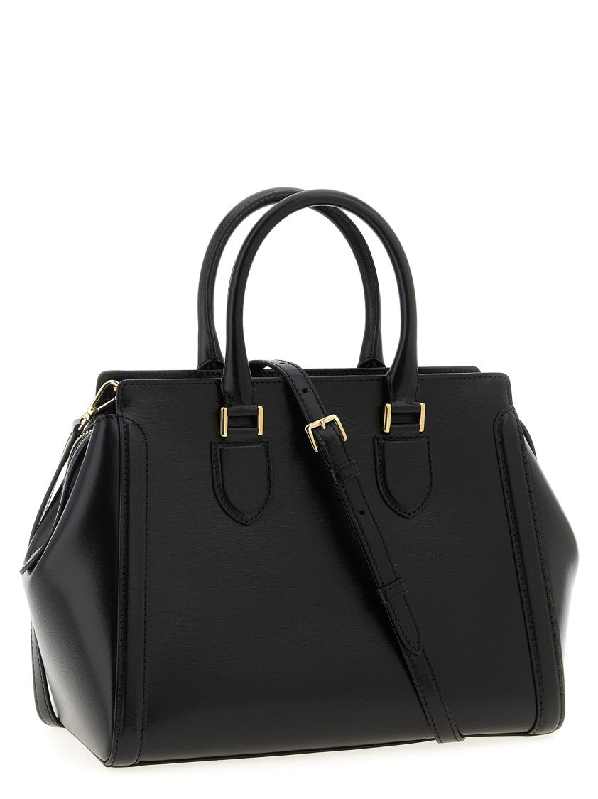 Mcqueen Large Smooth Calf Leather Handbag With Embossed Logo And Adjustable Strap