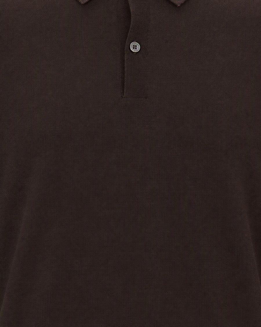 Ballantyne Brown Fine Knit Wool Polo Shirt