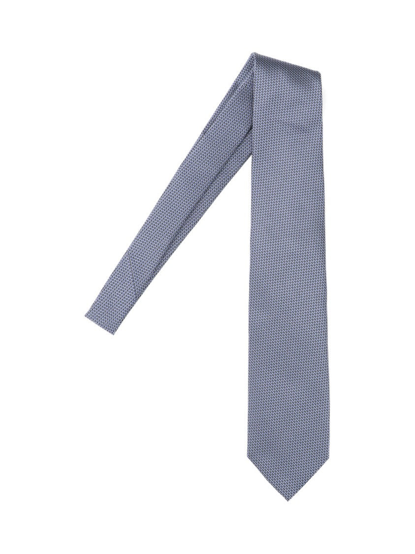 Tom Ford Blue Geometric Pattern Tie With Glossy Finish