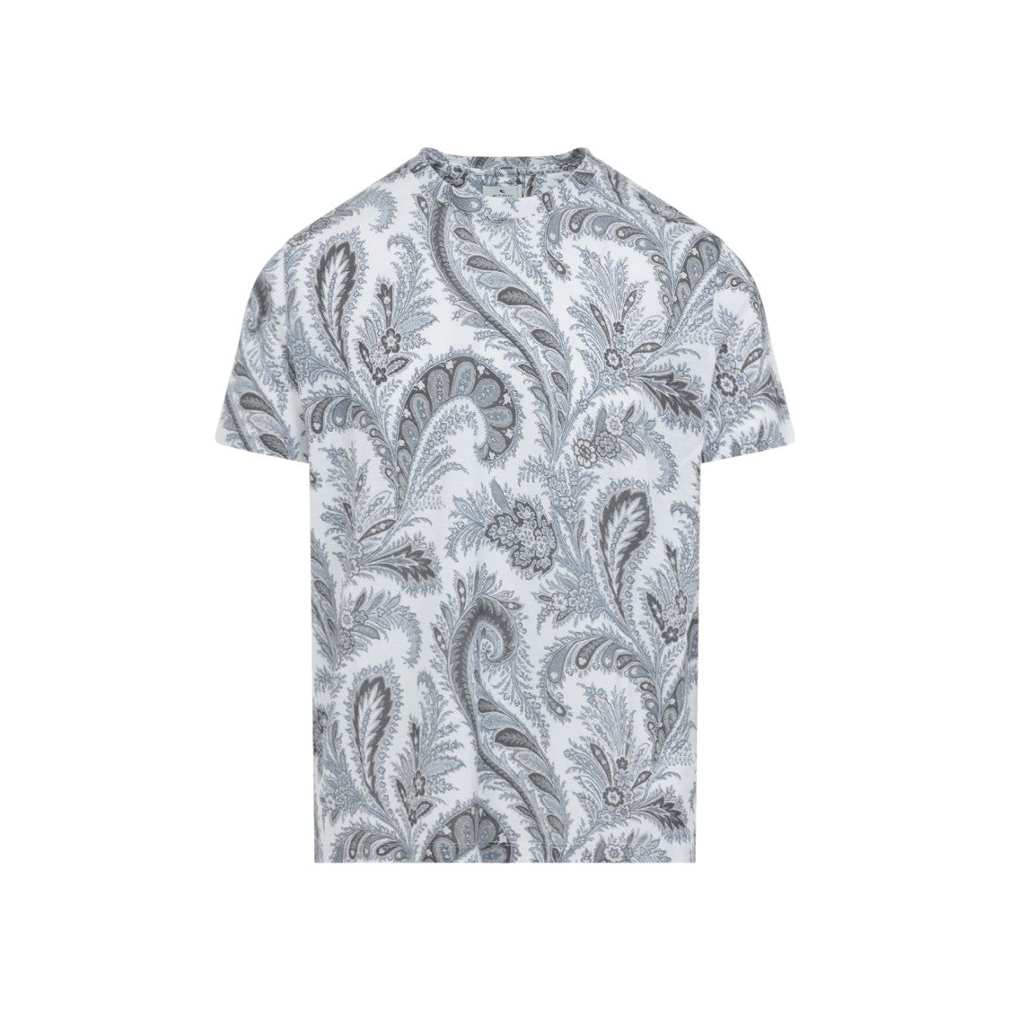 Etro Paisley Pattern Grey T-Shirt In Soft Cotton