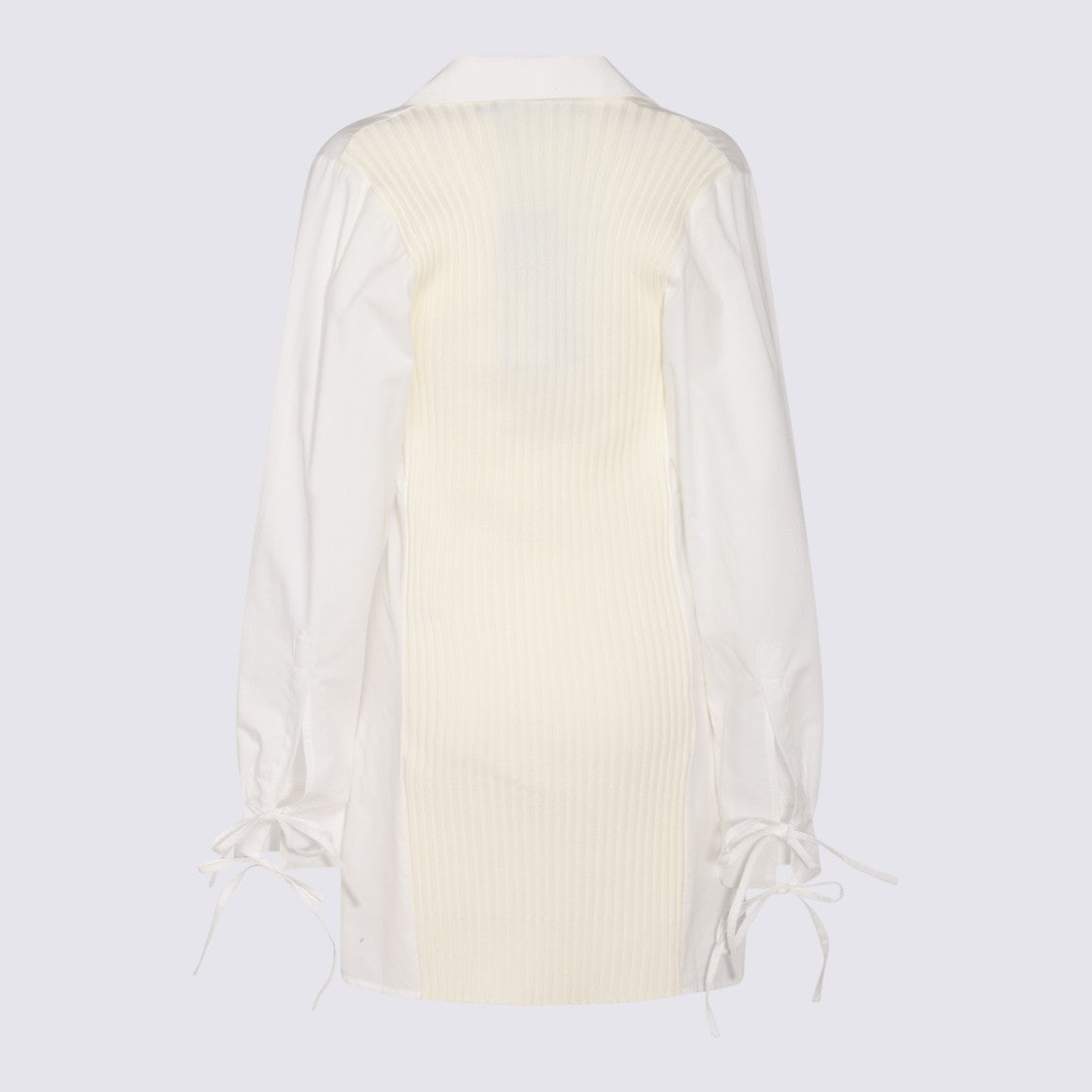 Andreâdamo Twisted Knot Mini Dress With Collared Neckline And Ribbed Back