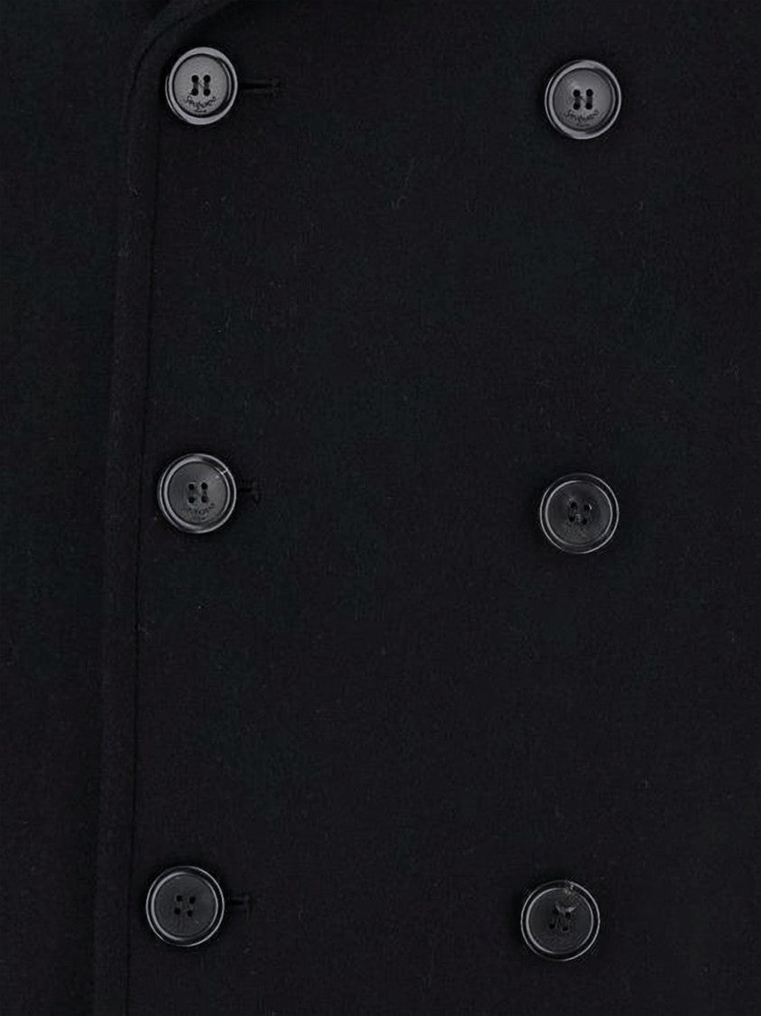 Saint Laurent Double-Breasted Wool Coat With Structured Silhouette