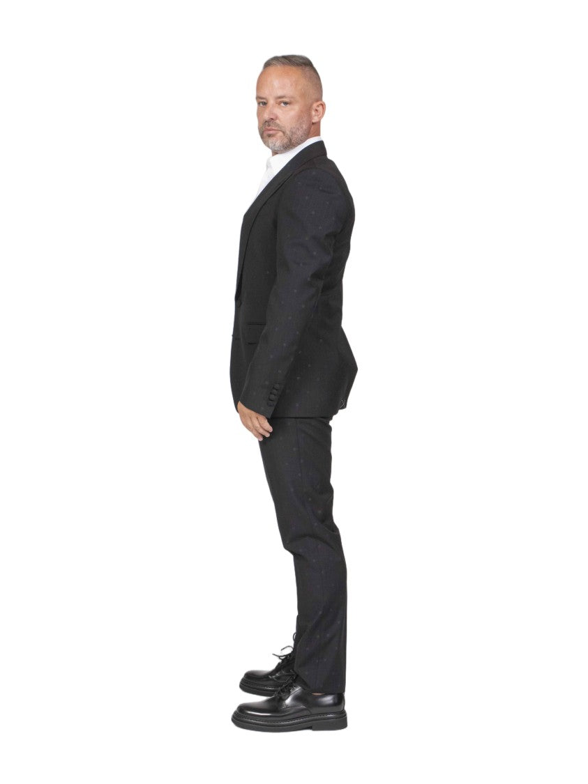 Dolce & Gabbana Black Logo Pattern Tailored Suit