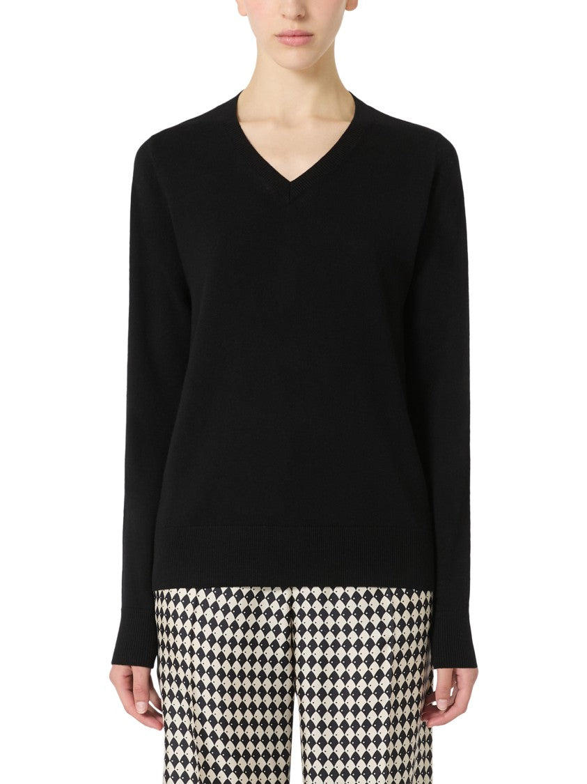 Max Mara V-Neck Wool Sweater With Long Sleeves