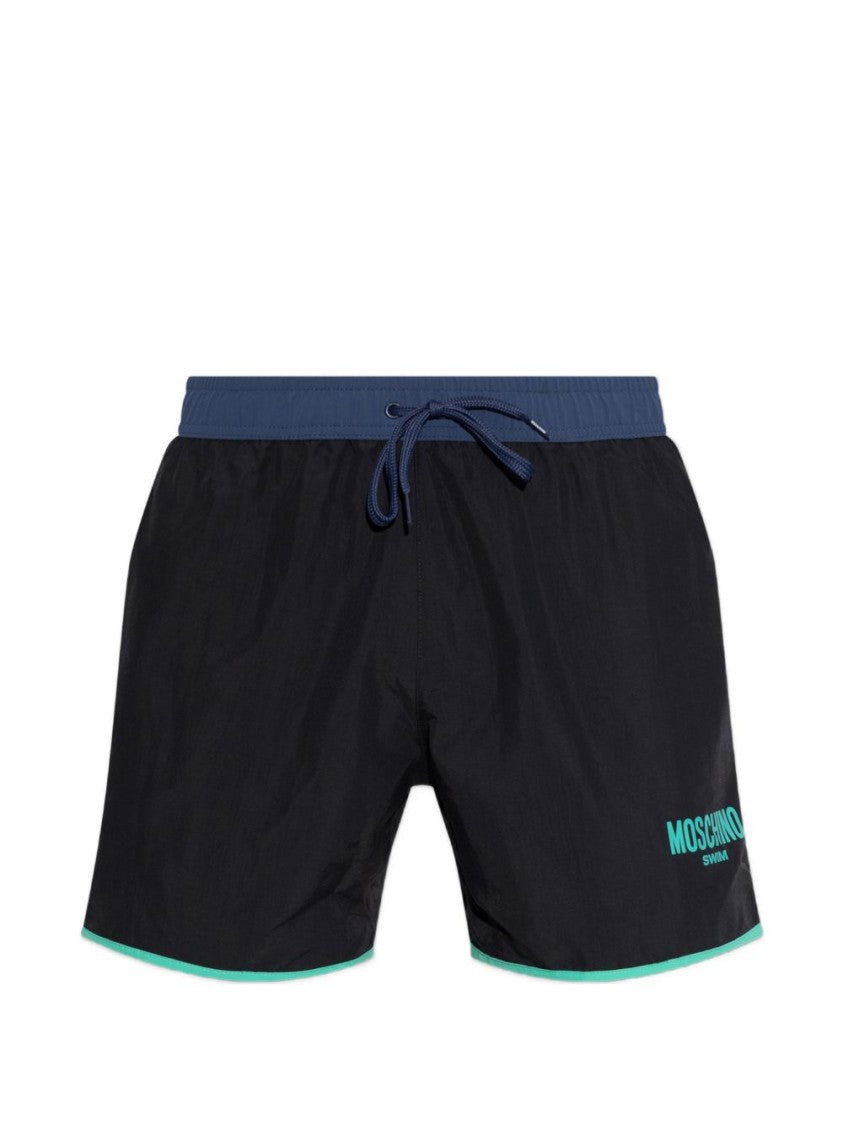 Moschino Black Relaxed Contrast Trim Swim Shorts