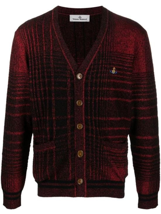 Vivienne Westwood Deep Burgundy Plaid Button-Down Cardigan