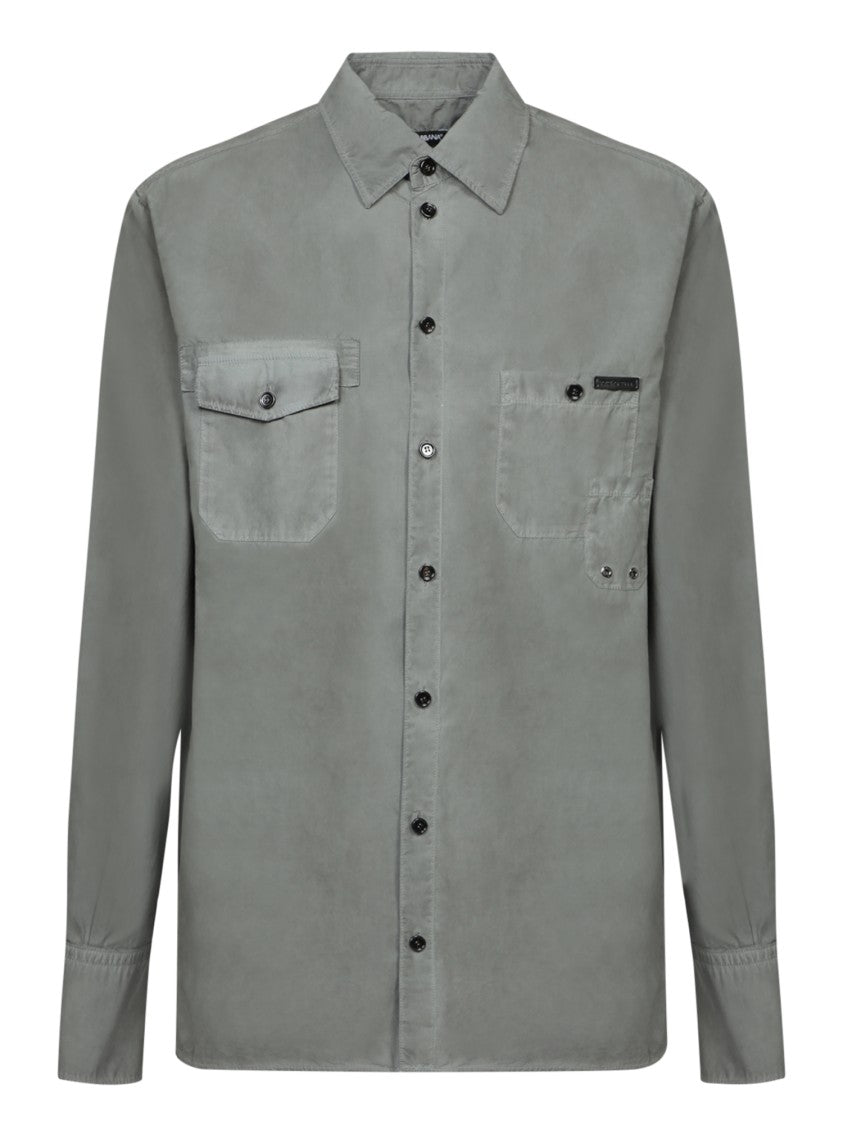 Dolce & Gabbana Minimalist Grey Shirt With Chest Pockets