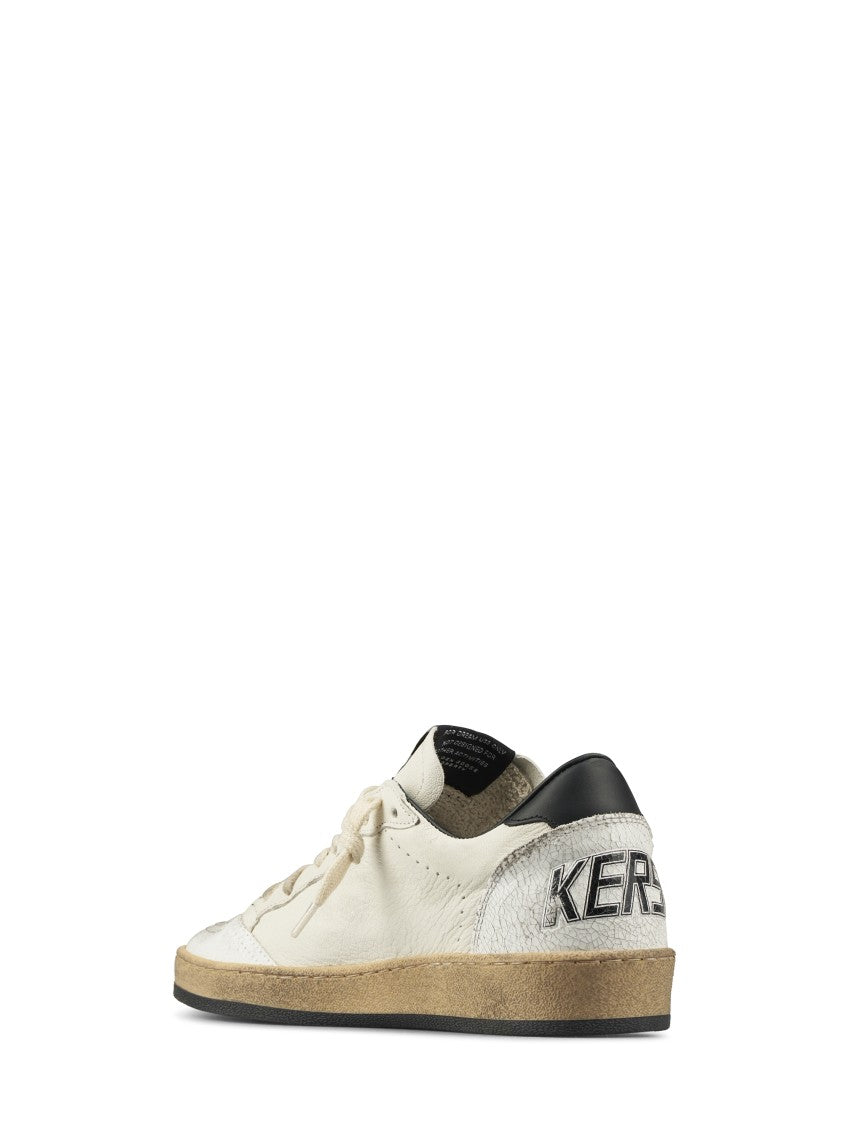 Golden Goose Distressed White Leather Low-Top Sneakers With Cracked Details