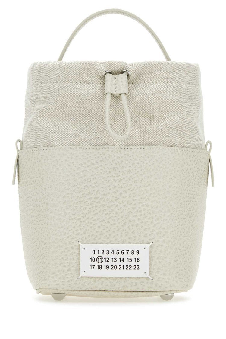 Maison Margiela Chalk Leather And Canvas Mini 5Ac Bucket Bag