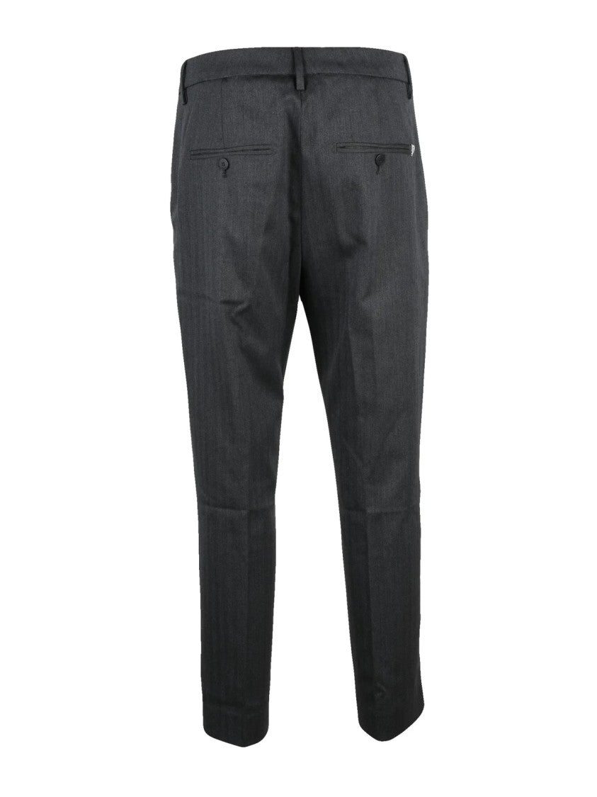 Dondup Tapered Leg Tailored Pants With Jewel Buttons