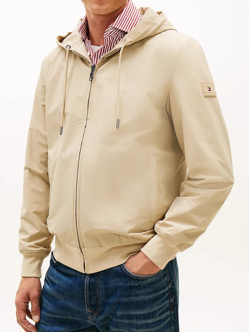 Tommy Hilfiger Beige Reversible Hdd Zip Cotton Hoodie